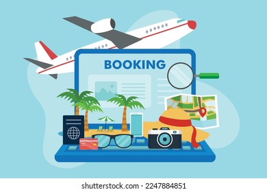 Tourism and booking app 2d vector illustration concept for banner, website, illustration, landing page, flyer, etc