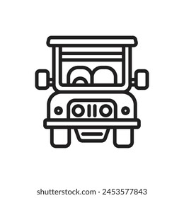Tourism Car Outline Icon Vector Illustration