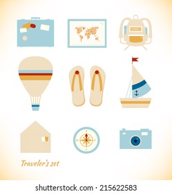 Tourism collection. Adventure vector set