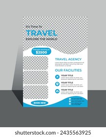 Tourism color A4 print-ready flyer template, tour flyer, and creative travel flyer design template.