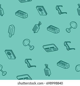 Tourism color outline isometric pattern