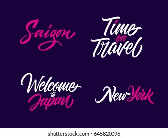 Tourism concept lettering set