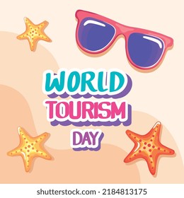 tourism day lettering with starfishes
