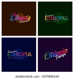 Tourism Ethiopia typography Logo Background set