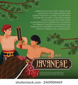 Tourism event layout with indonesian culture classical javanese dancer illustration