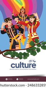 Tourism event layout with indonesian culture Yogyakarta dancer flat illustration