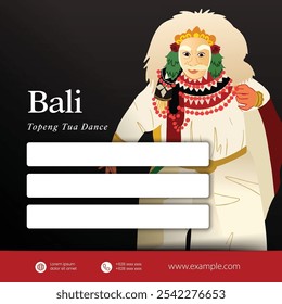 Tourism event poster layout idea with Indonesia Bali dancer illustration