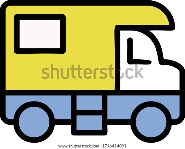 Tourism \
Family Campervan  Vector color Icon Concept, Motorhome Vehicle\
Design, Tourist Transport on white\
background