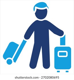 Ilustração de vetor de ícone azul plano de turismo