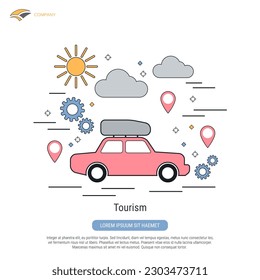 Tourism flat contour style vector concept illustration