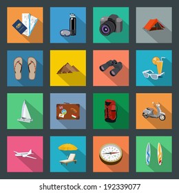 Tourism flat icons set