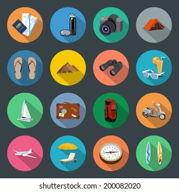 Tourism flat icons set