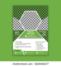 Folleto del folleto de turismo diseño de la plantilla vectorial, Viajar el concepto de vacaciones, Diseño de afiches creativos, diseño de volantes modernos de infografía, volante para viajes y visitas, ilustración vectorial A4.