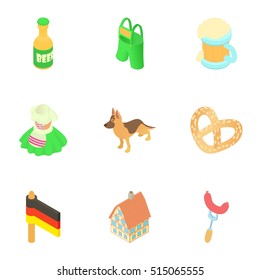 Tourism in Germany icons set. Cartoon illustration of 9 tourism in Germany vector icons for web