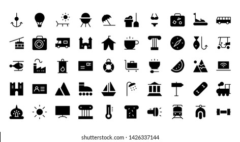 Tourism glyph icon symbol set