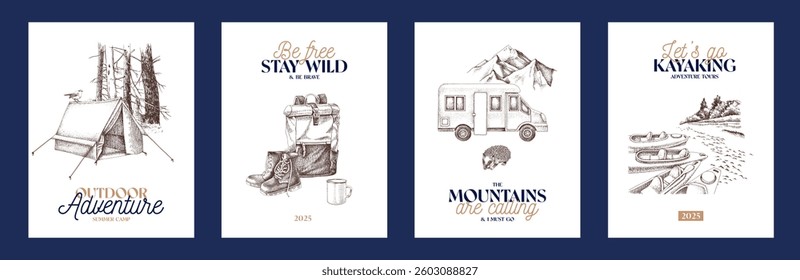 Tourism hand drawn promo cards