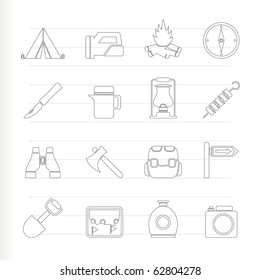 tourism and hiking icons - vector icon set