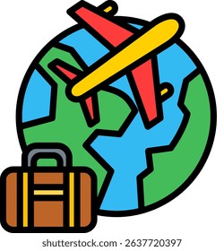 Tourism Icon Lineal Color Vector Illustration