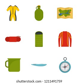 Tourism icon set. Flat set of 9 tourism vector icons for web design