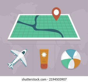 tourism icon set on gray background