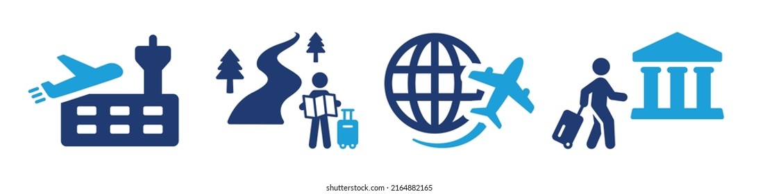 Tourism icon set. Tourist traveling for vacation illustration concept.