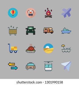 tourism icon set. vector set about transfer, cradle, yatch and desert icons set.