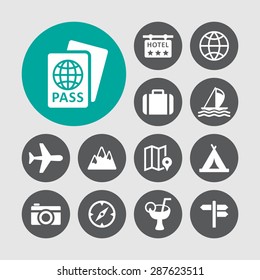 Tourism icon set for web