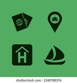 tourism icon. tourism vector icons set passports, hotel sign, university location and ship