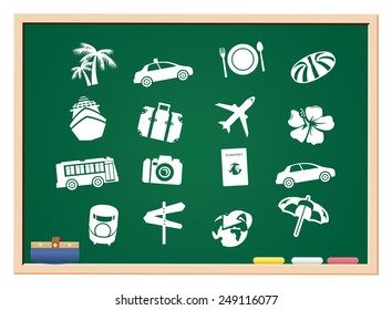 tourism icons blackboard Vector 