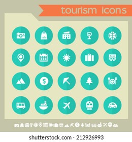 Tourism icons on green buttons