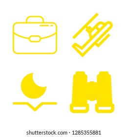 tourism icons set with binoculars, suitcase and helicopter vector set