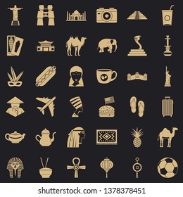 Tourism icons set. Simple style of 36 tourism vector icons for web for any design