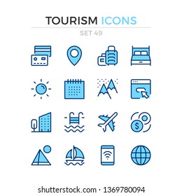 Tourism icons. Vector line icons set. Premium quality. Simple thin line design. Modern outline symbols, pictograms.