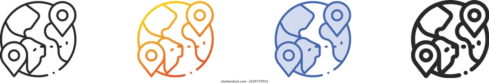 tourism icon.Thin Linear, Gradient, Blue Stroke and bold Style Design Isolated On White Background