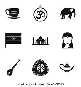 Tourism in India icon set. Simple style set of 9 tourism in India vector icons for web isolated on white background