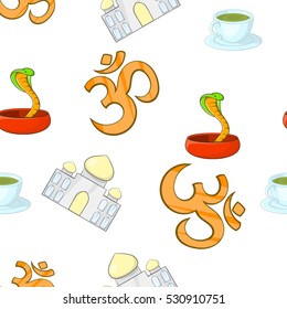 Tourism in India pattern. Cartoon illustration of tourism in India vector pattern for web