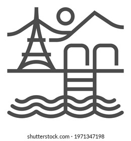 Tourism industry square line vector icon.
