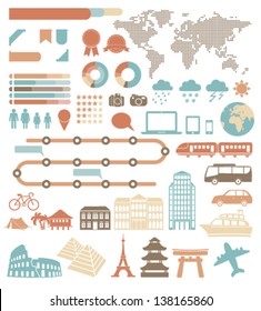 Tourism infographic set with colorful icons. Vector design elements