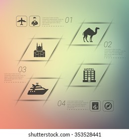 tourism infographic with unfocused background