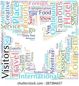 Tourism info-text graphics and arrangement concept (word cloud)
