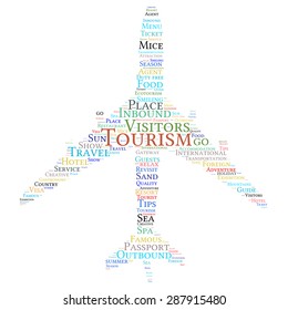 Tourism info-text graphics and arrangement concept (word cloud)