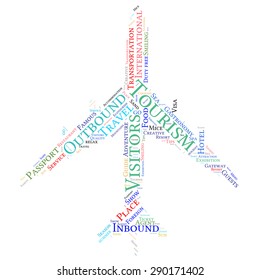 Tourism info-text graphics and arrangement concept (word cloud)