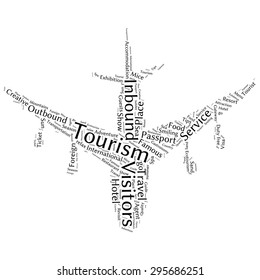 Tourism info-text graphics and arrangement concept (word cloud)