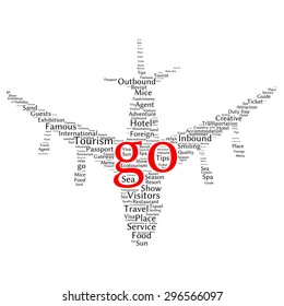 Tourism info-text graphics and arrangement concept (word cloud)