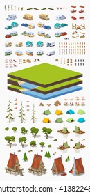 Tourism isometric infographic construction set. Build your own design