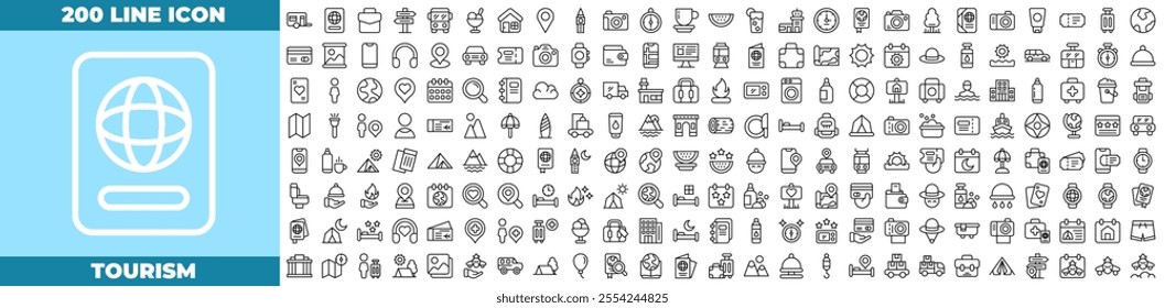 Tourism Line Editable Icons set.