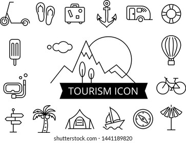 Tourism line icon set. Vector elements for design.