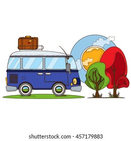 Tourism logo. Hiking, climbing, traveling color illustration.