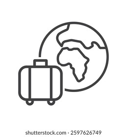 Tourism plane trip planning world tour with travel bag on holiday summer concept.
