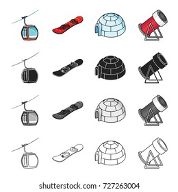 Tourism, recreation, competitions and other web icon in cartoon style.Winter, mountains, north, icons in set collection.